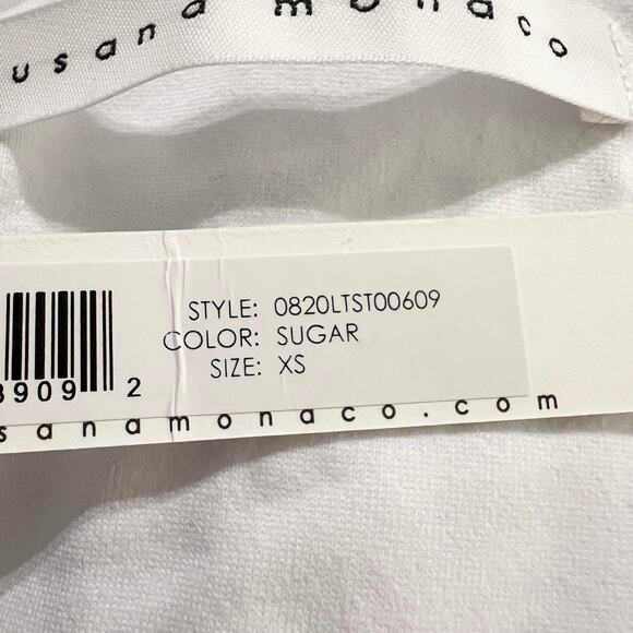 SUSANA MONACO Long Sleeve Twist Front Dolman Top White Sugar Stretch Size XS NEW - Picture 6 of 8
